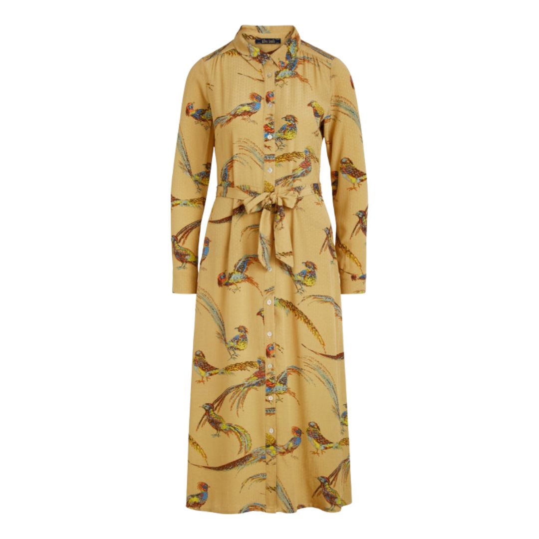 King Louie Women's Olive Midi Dress in Reggie Mustard Gold