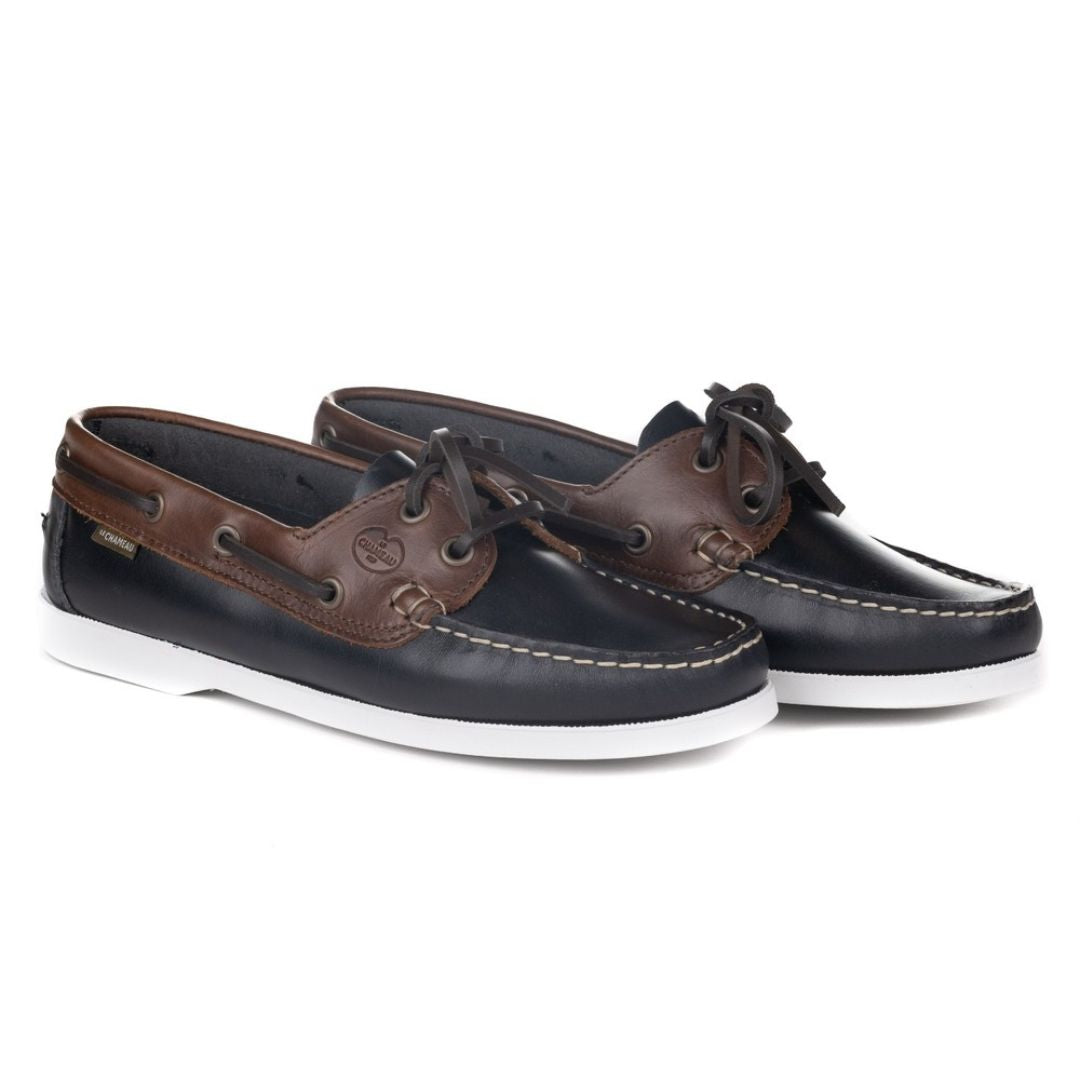 Le Chameau Women's Galion Femme Deck Shoe in Bleu/Marron