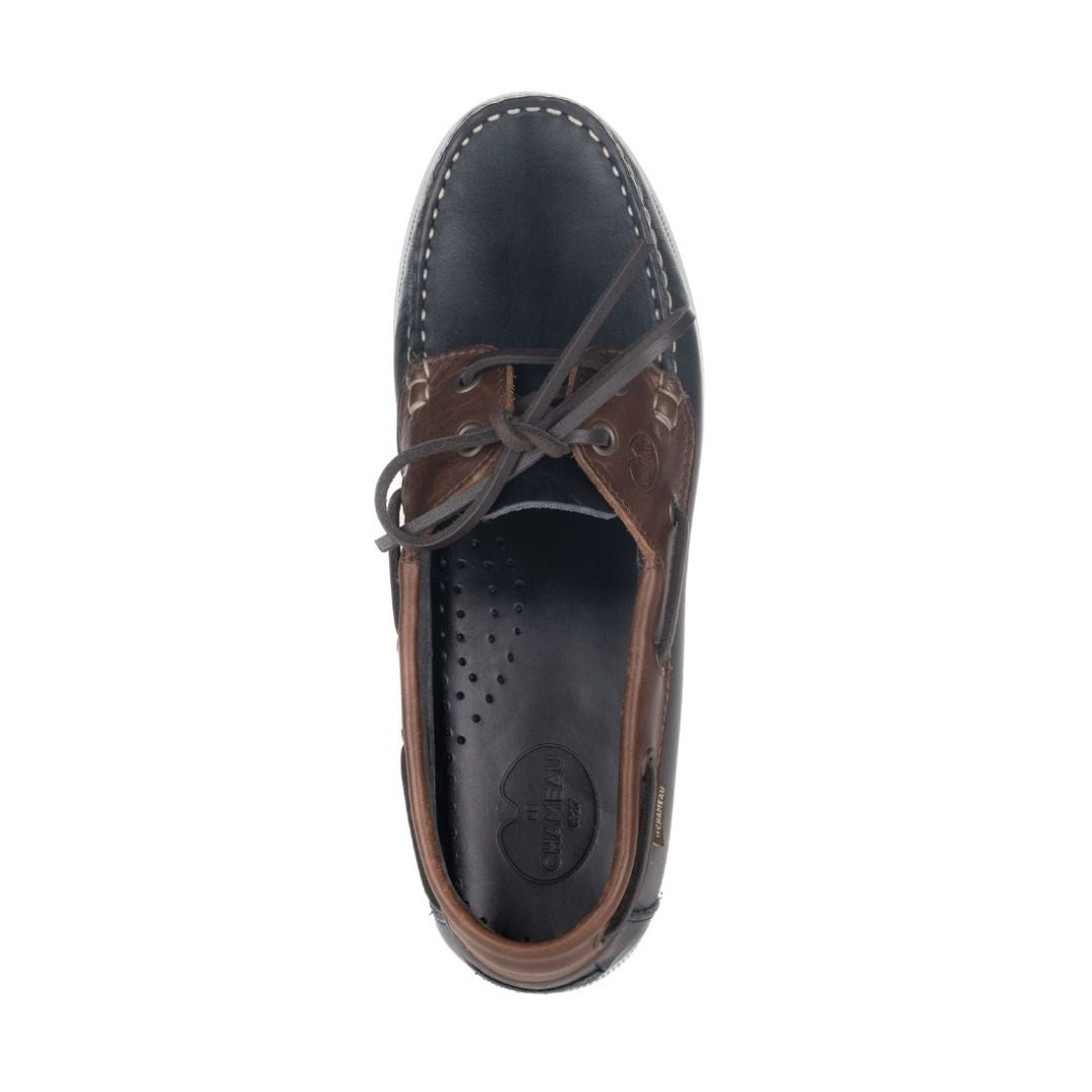 Le Chameau Women's Galion Femme Deck Shoe in Bleu/Marron