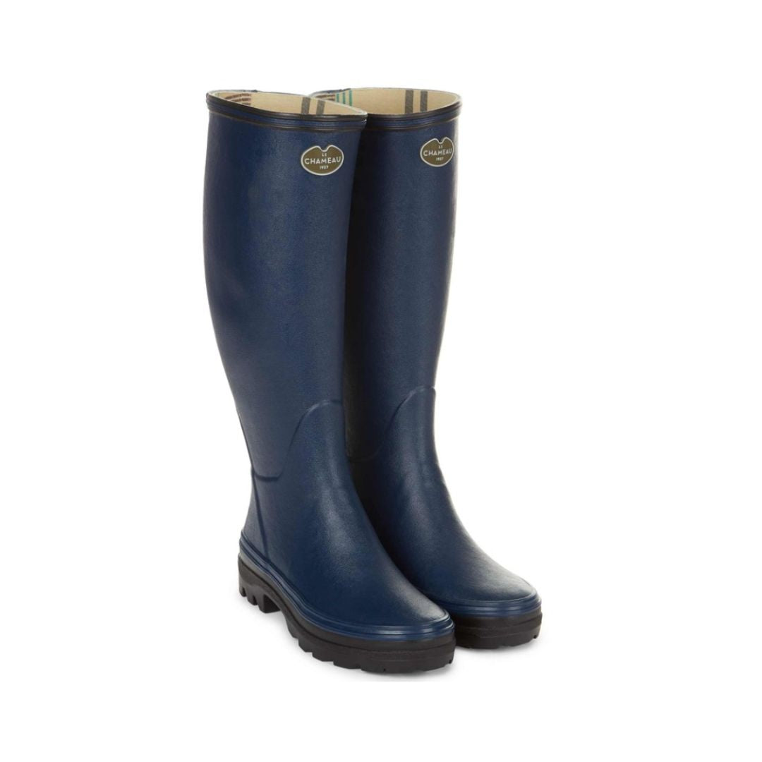 Le Chameau Women's Giverny Jersey Lined Wellington Boot in Marine