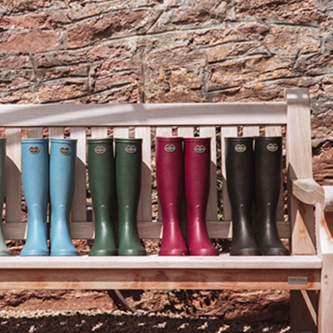 Le Chameau Women's Iris Jersey Lined Wellington Boots in Noir