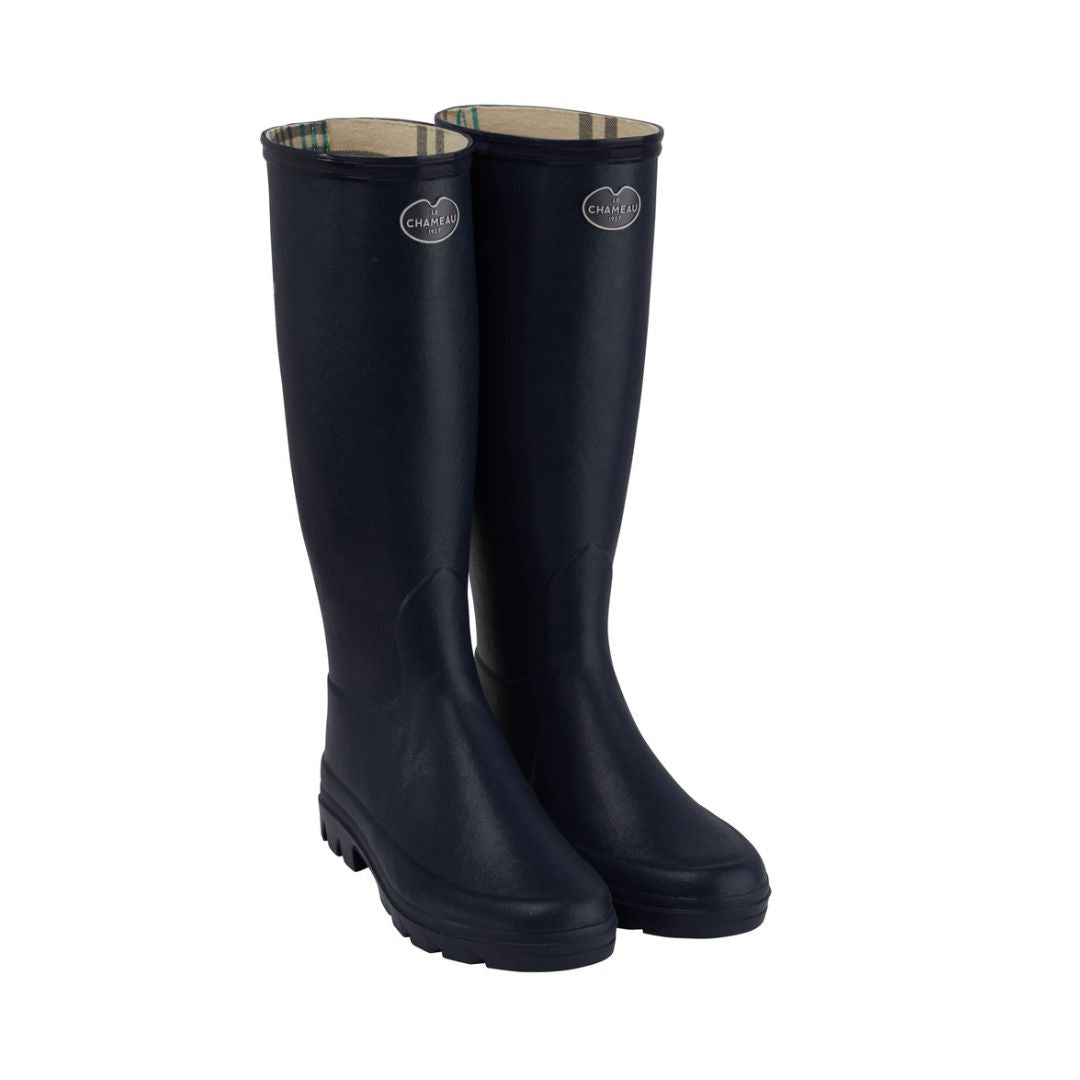 Le Chameau Women's Iris Jersey Lined Wellington Boots in Noir