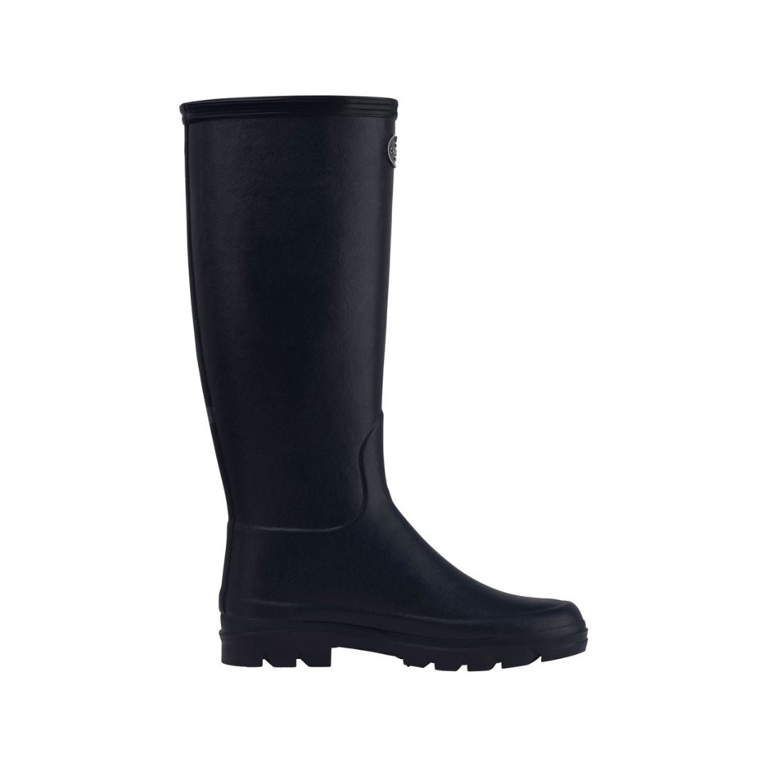 Le Chameau Women's Iris Jersey Lined Wellington Boots in Noir