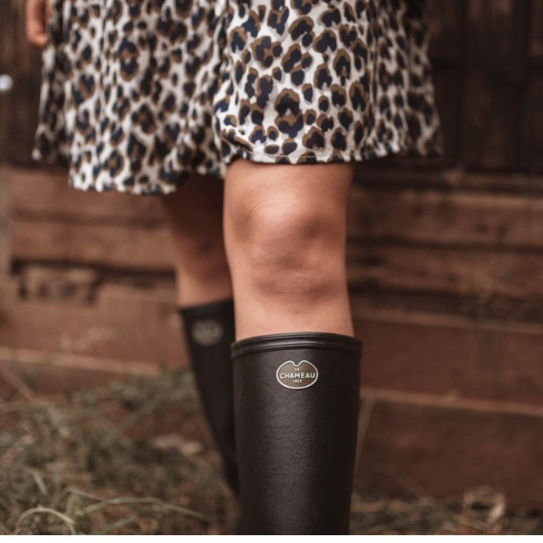 Le Chameau Women's Iris Jersey Lined Wellington Boots in Noir