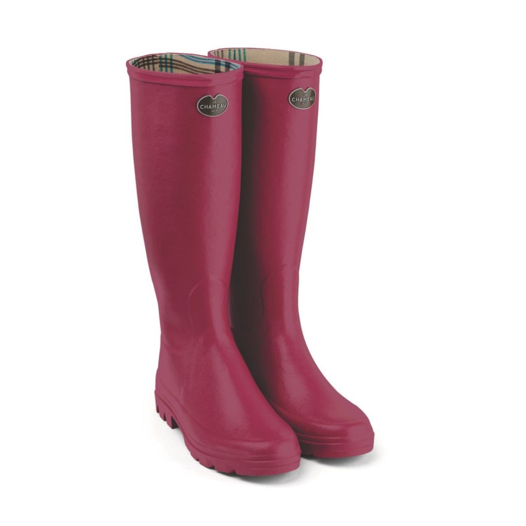 Le Chameau Women's Iris Jersey Lined Wellington Boots in Rose