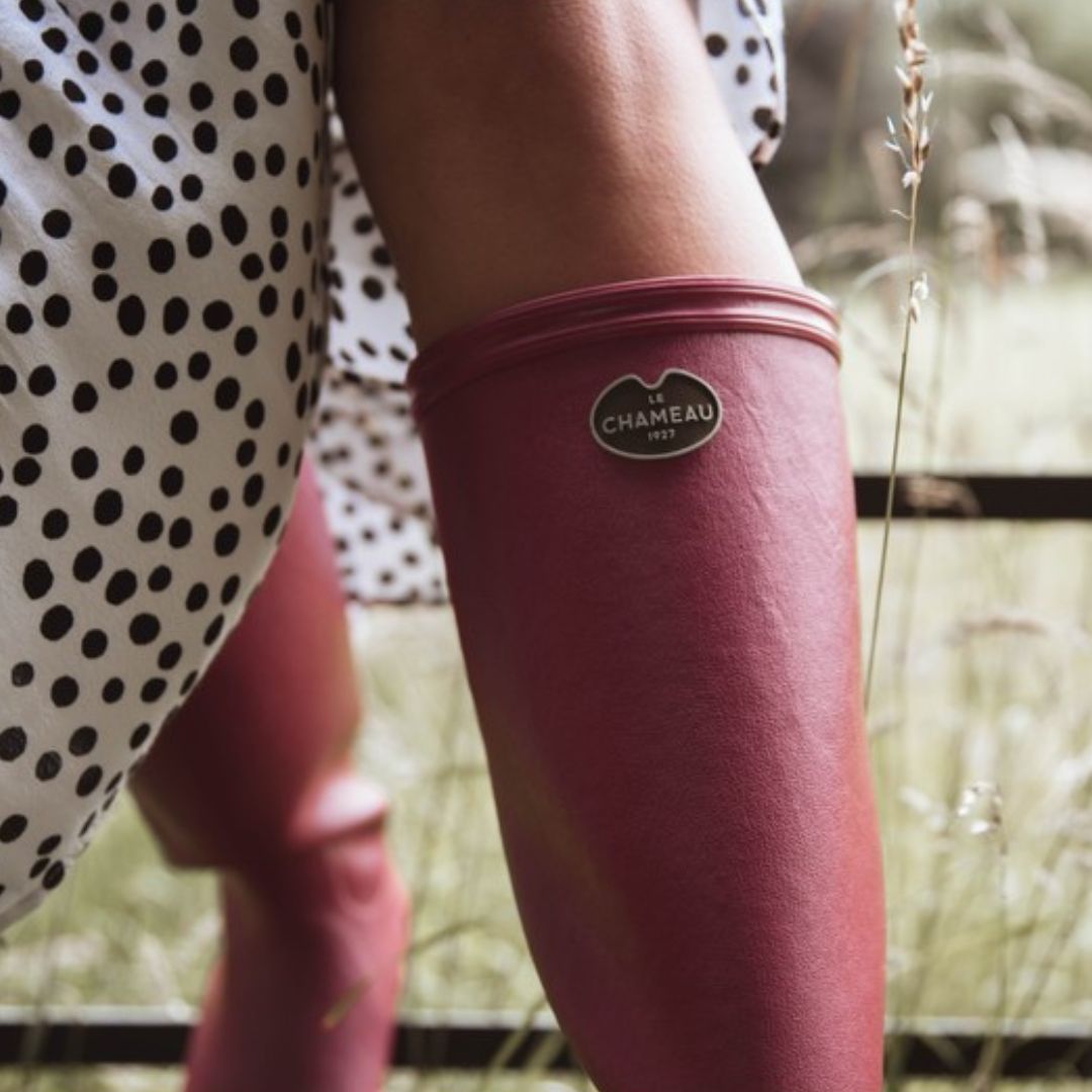 Le Chameau Women's Iris Jersey Lined Wellington Boots in Rose