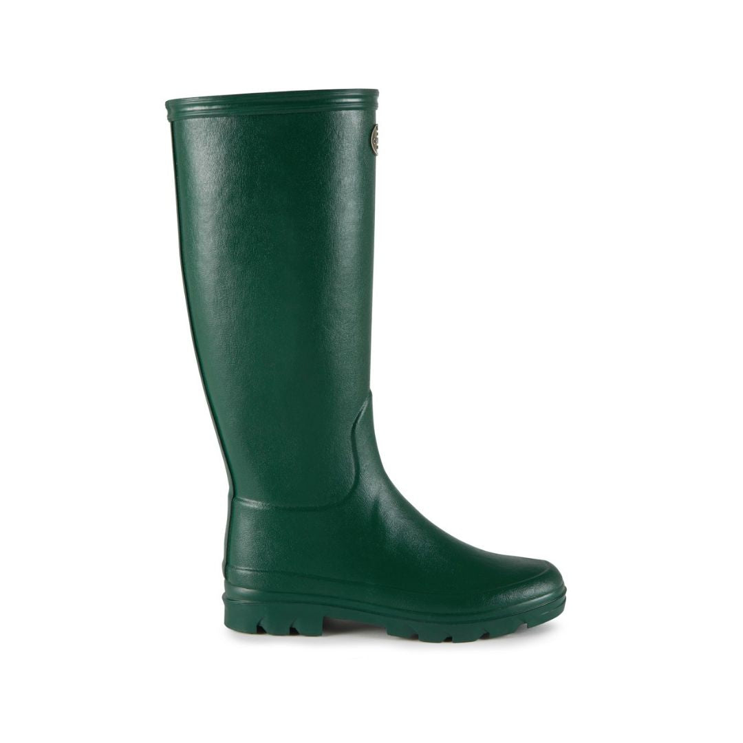 Le Chameau Women's Iris Jersey Lined Wellington Boots in Vert Foncé