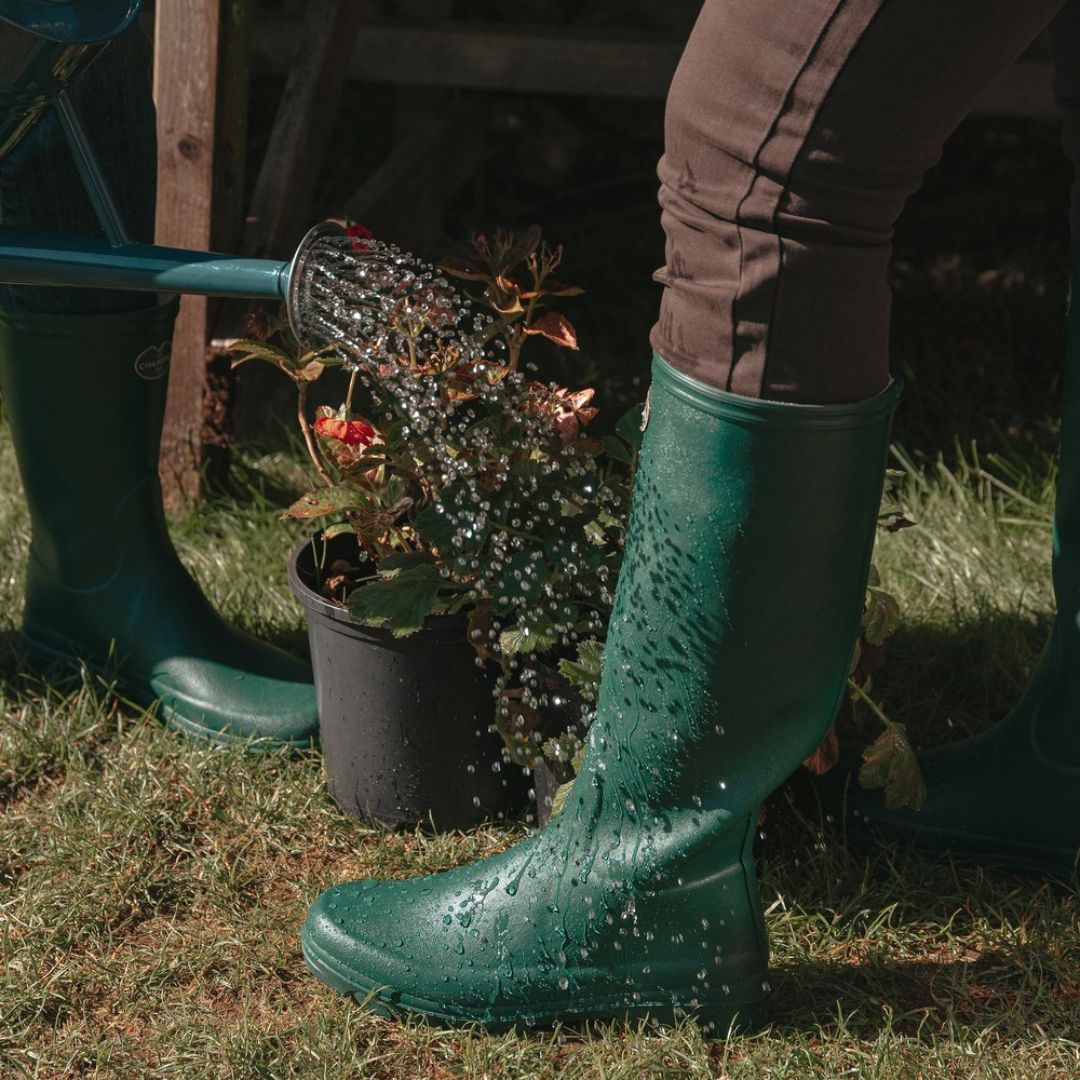 Le Chameau Women's Iris Jersey Lined Wellington Boots in Vert Foncé