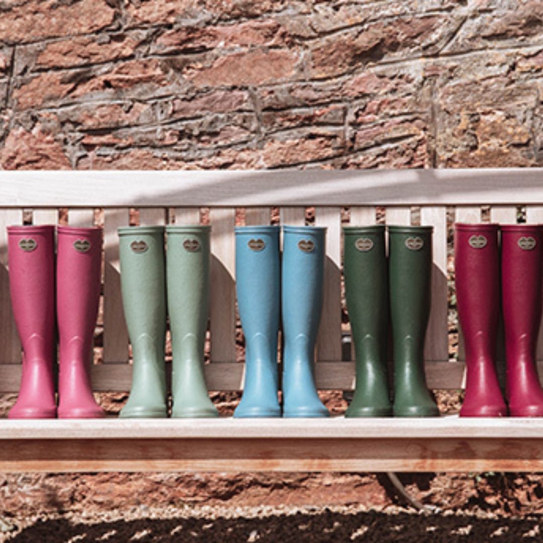 Le Chameau Women's Iris Jersey Lined Wellington Boots in Vert Foncé