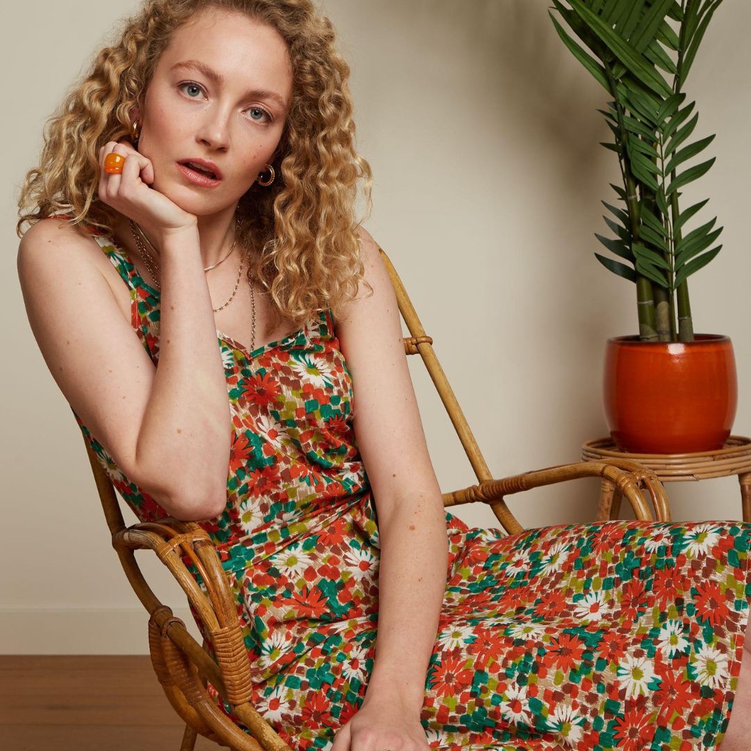 King Louie Women's Lenny Dress Keylime in Spicy Orange