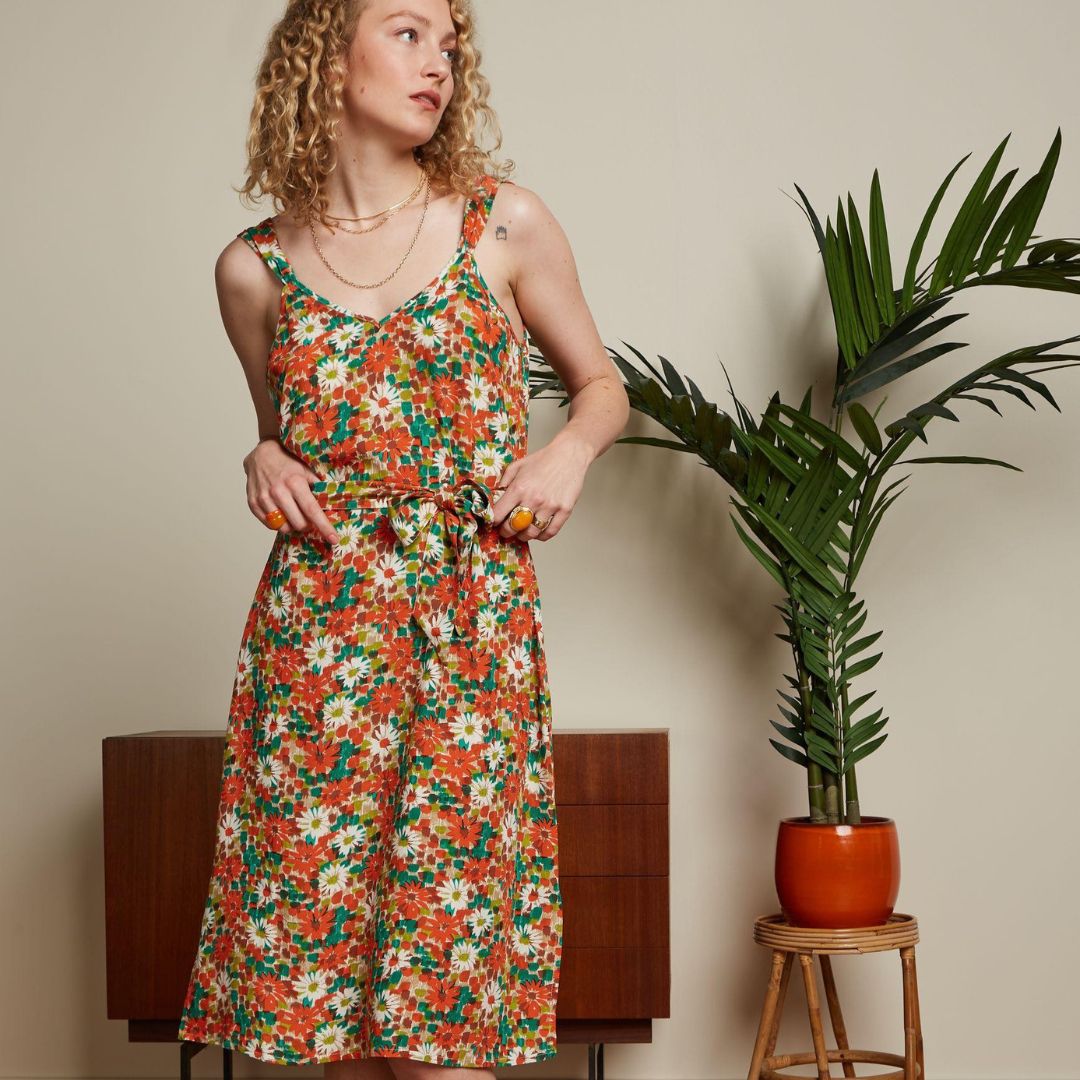King Louie Women's Lenny Dress Keylime in Spicy Orange