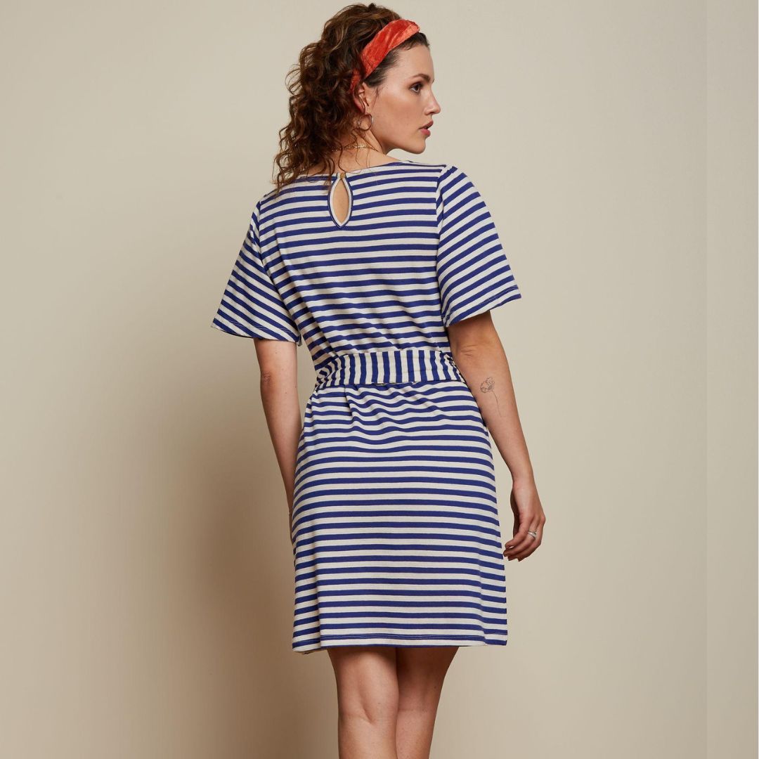 King Louie Women's Lizzie Tunic Dress Chopito Stripe in Deep Water