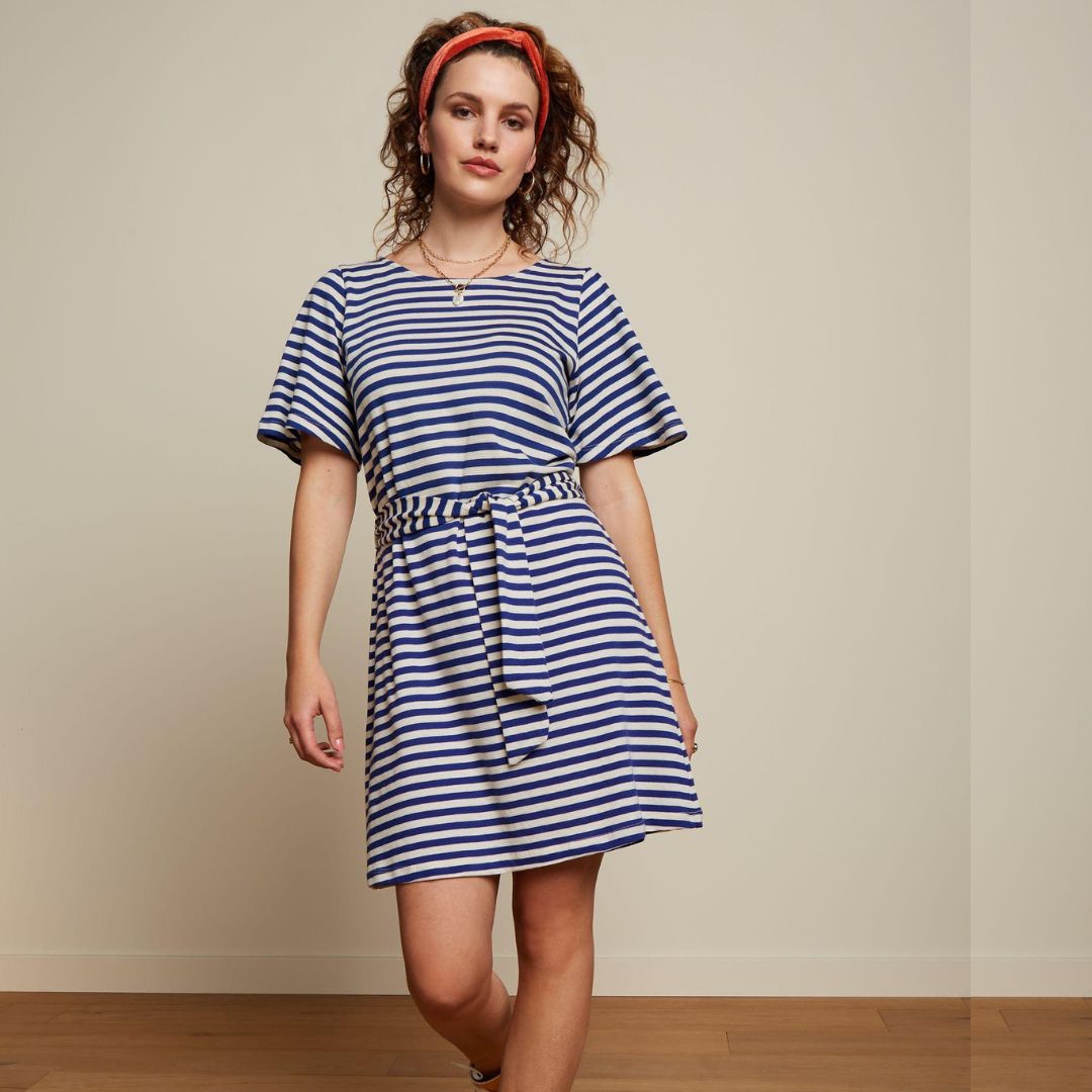 King Louie Women's Lizzie Tunic Dress Chopito Stripe in Deep Water