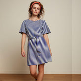 King Louie Women's Lizzie Tunic Dress Chopito Stripe in Deep Water