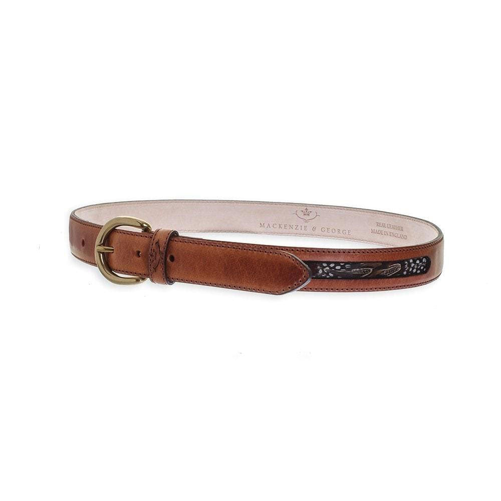 Mackenzie & George Women's Drayton Leather Belt in Chestnut with Feather