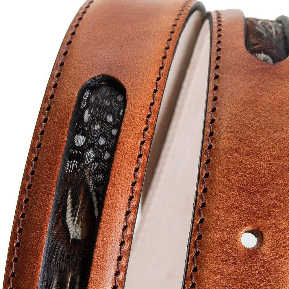 Mackenzie & George Women's Drayton Leather Belt in Chestnut with Feather