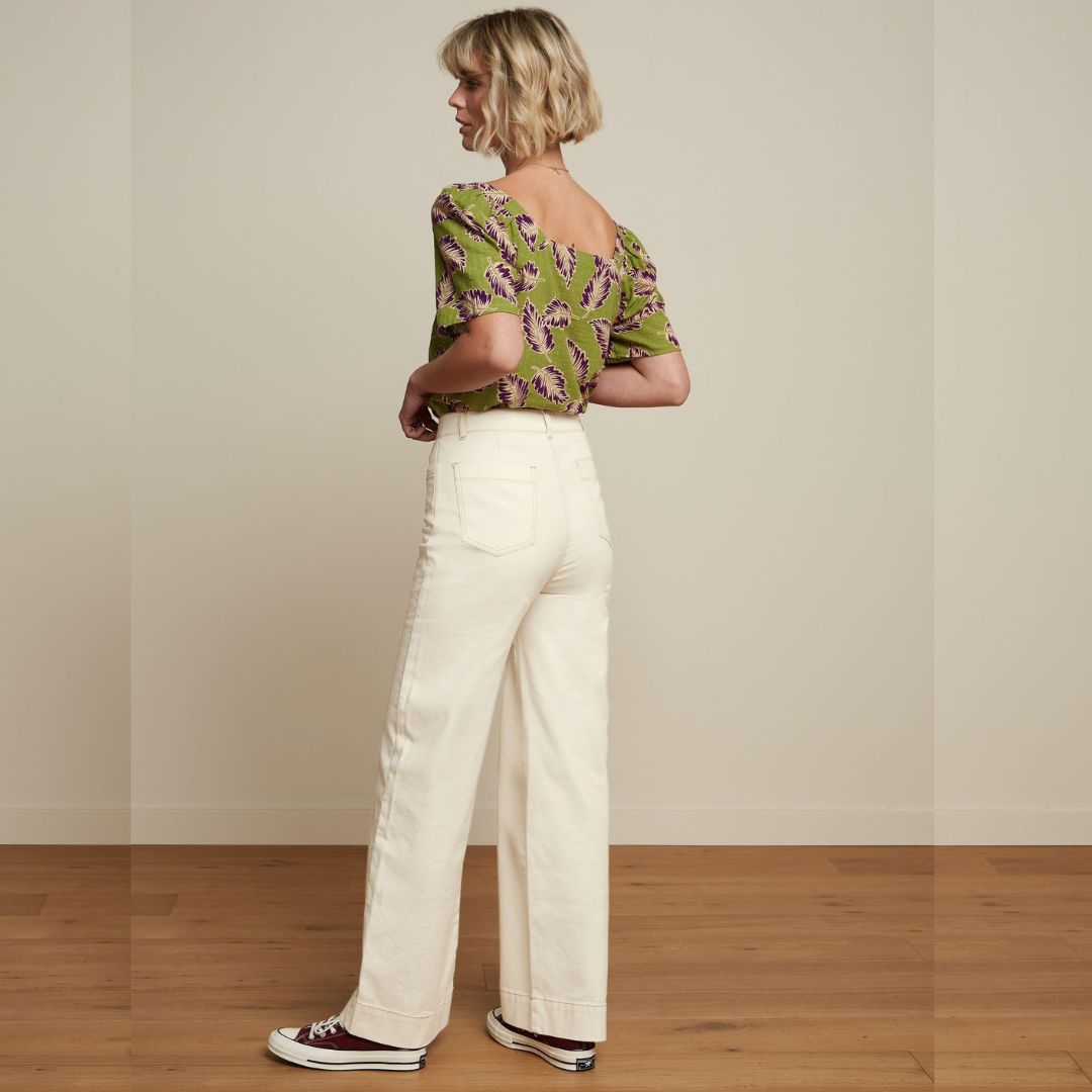 King Louie Women's Marcie Pants Safari Denim in Ivory