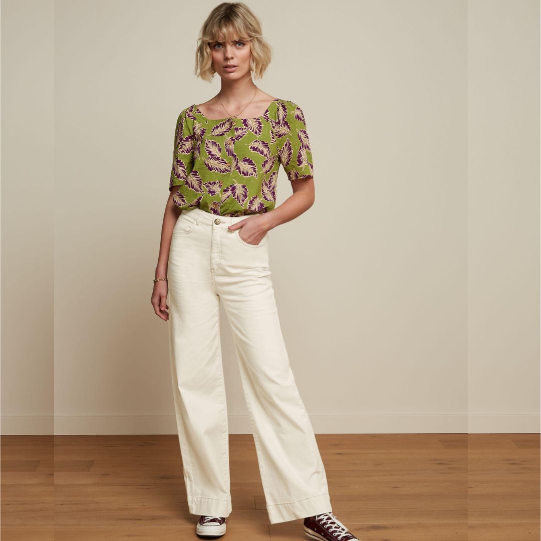 King Louie Women's Marcie Pants Safari Denim in Ivory