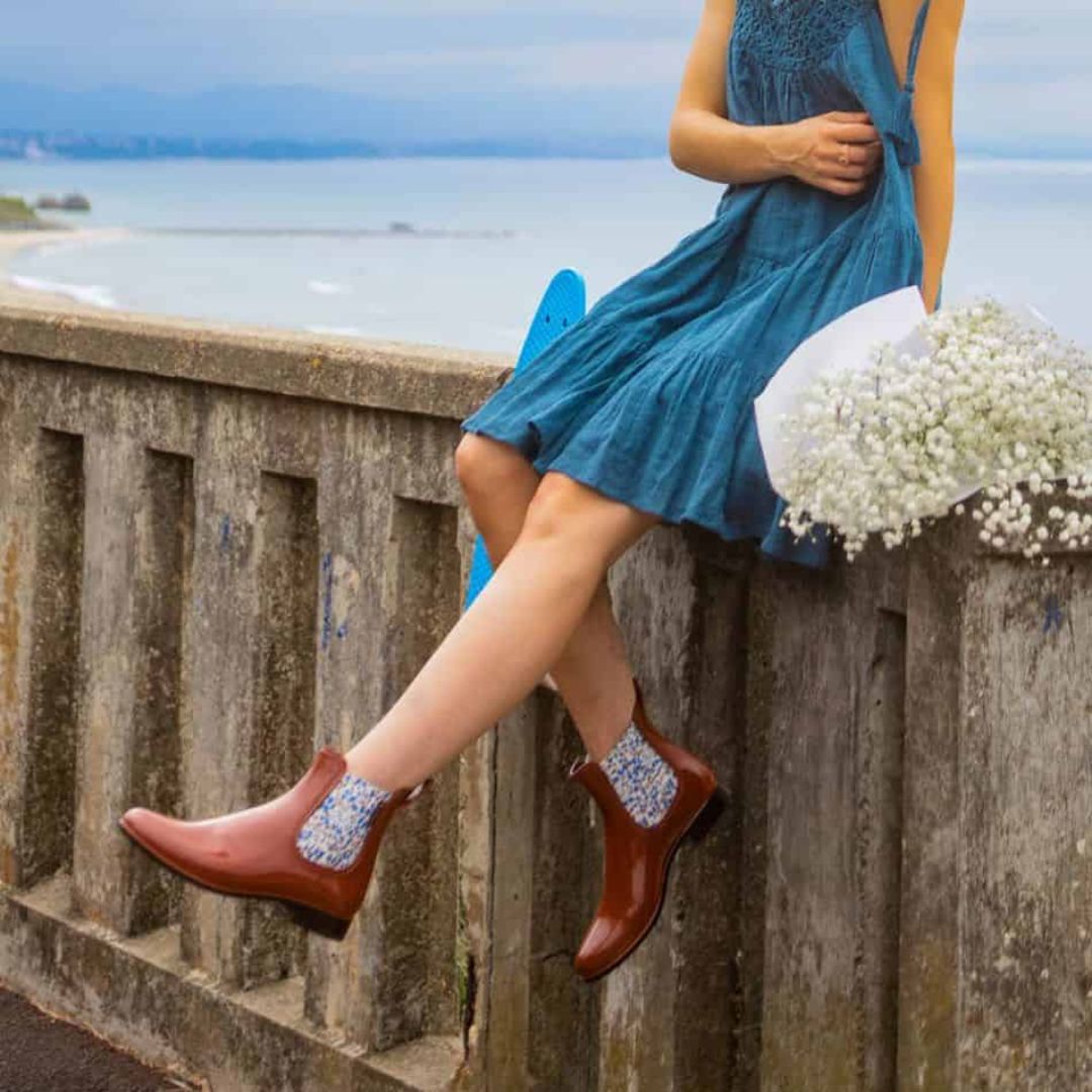 Meduse Japflo Ankle Boot in Terracotta with Floral