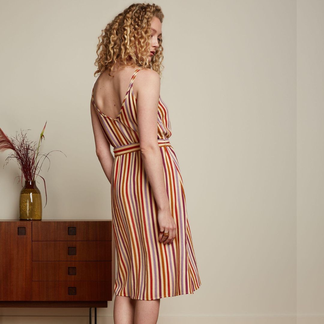 King Louie Women's Nadya Dress Cassava Stripe in Marzipan
