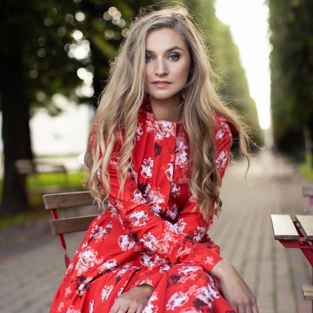 RainSisters Women's Hooded Swing Coat in Red Sun