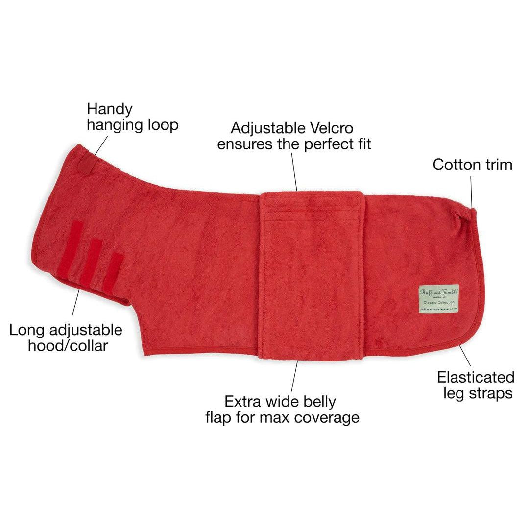 Ruff and Tumble Dog Drying Coat in Red