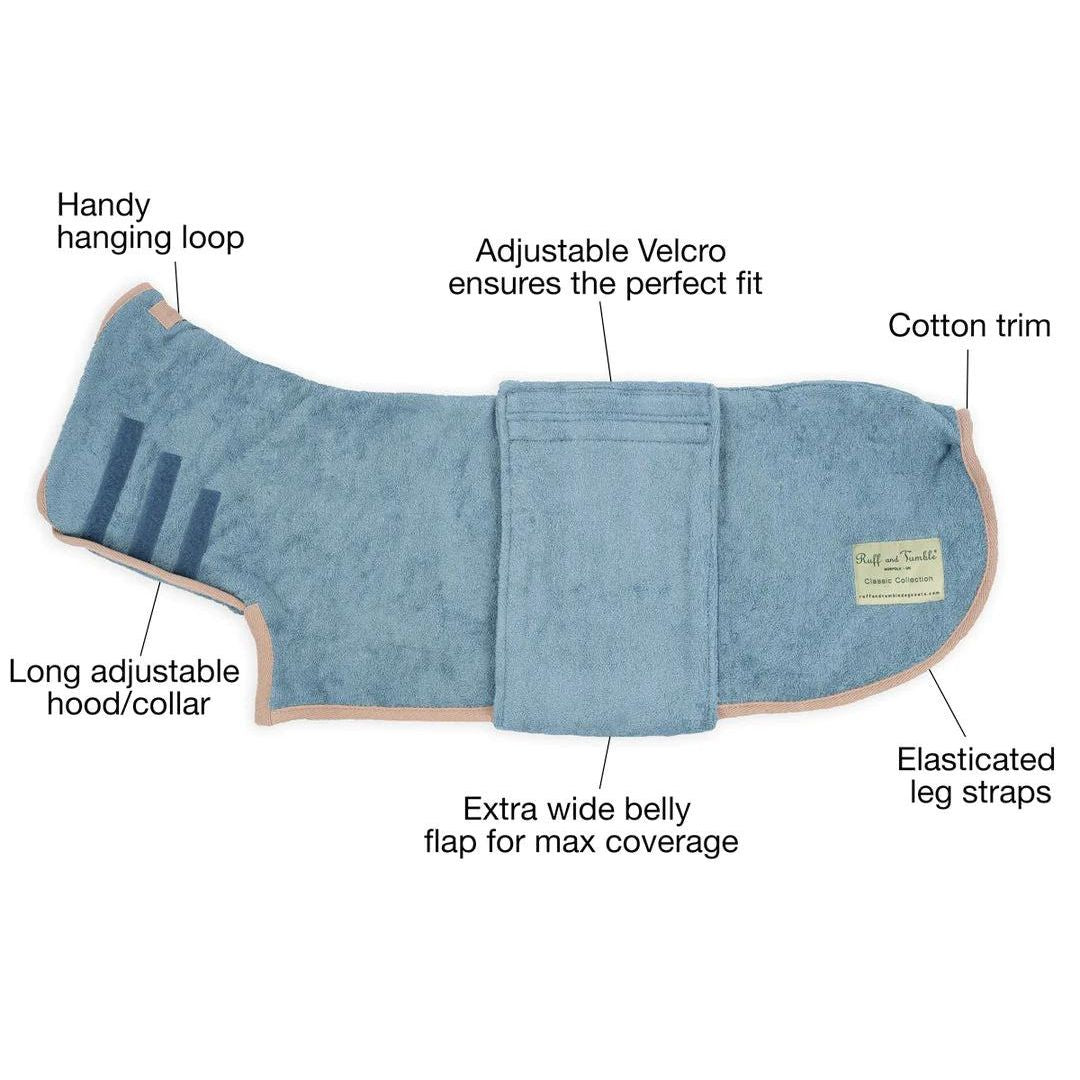 Ruff and Tumble Dog Drying Coat in Sandringham Blue