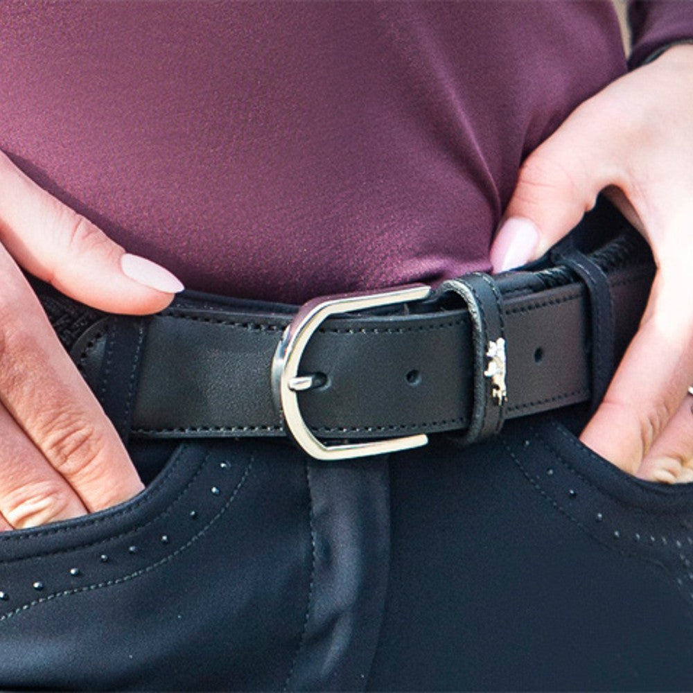 Schockemohle Sporty Logo Belt in Black/Wine