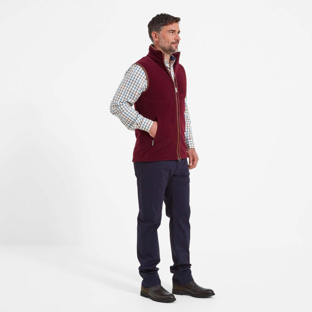 Schoffel Men's Oakham Fleece Gilet in Claret