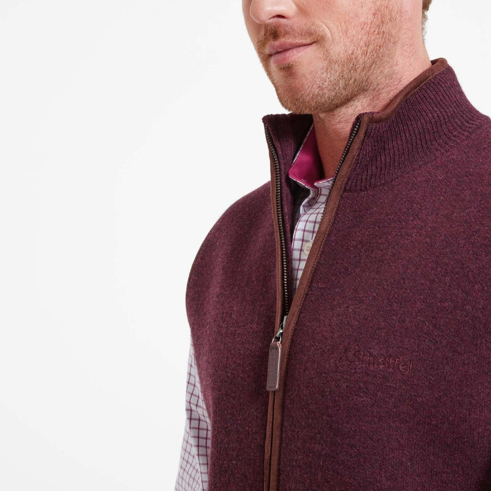Schoffel Men's Orkney Merino Gilet in Damson