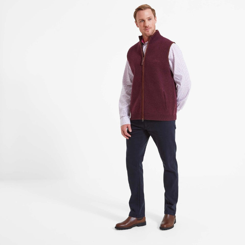 Schoffel Men's Orkney Merino Gilet in Damson