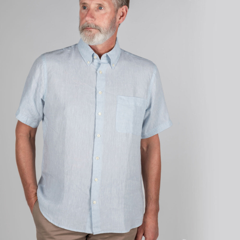Schoffel Men's Thornham Short Sleeve Classic Shirt in Pale Blue