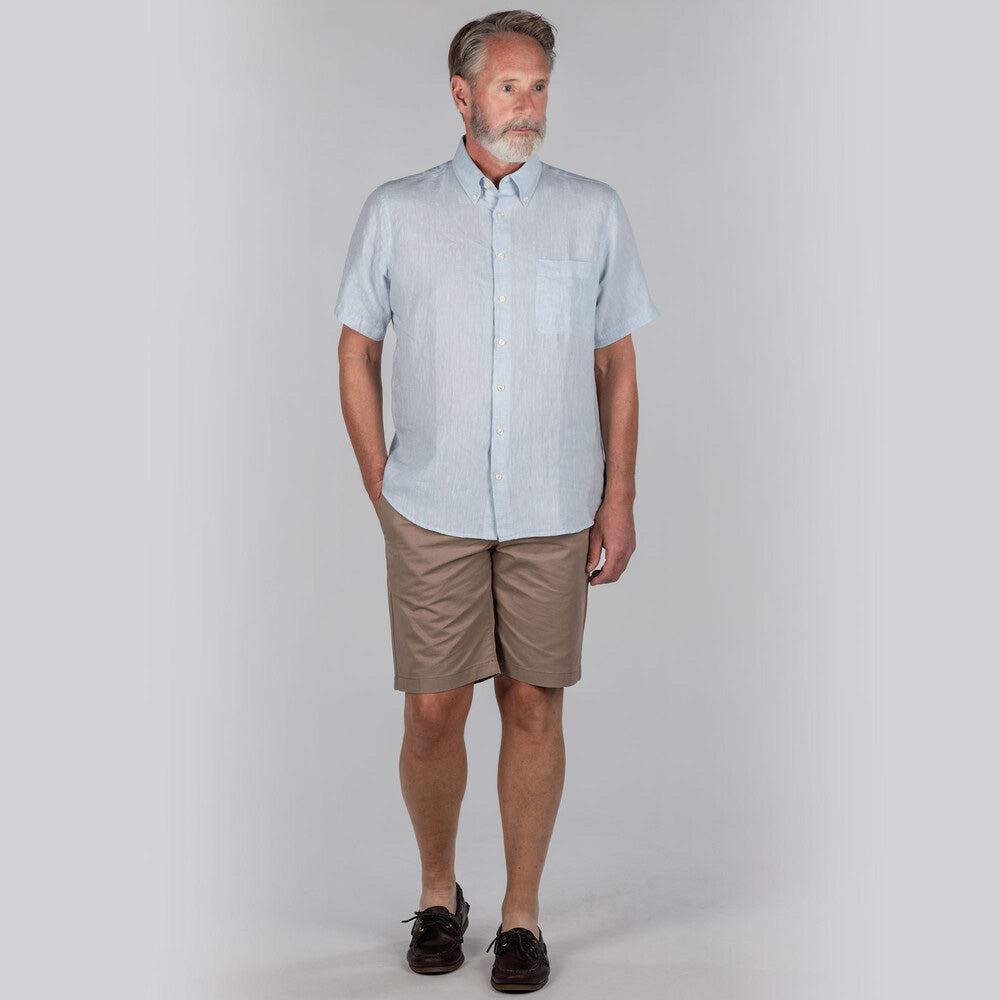 Schoffel Men's Thornham Short Sleeve Classic Shirt in Pale Blue