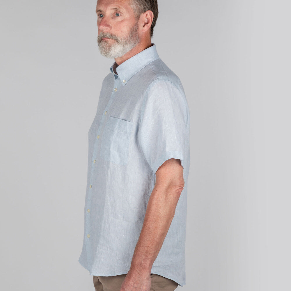 Schoffel Men's Thornham Short Sleeve Classic Shirt in Pale Blue