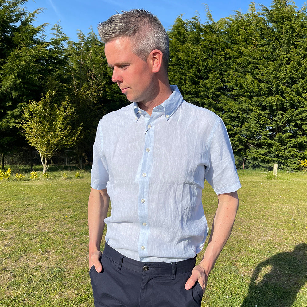Schoffel Men's Thornham Short Sleeve Classic Shirt in Pale Blue