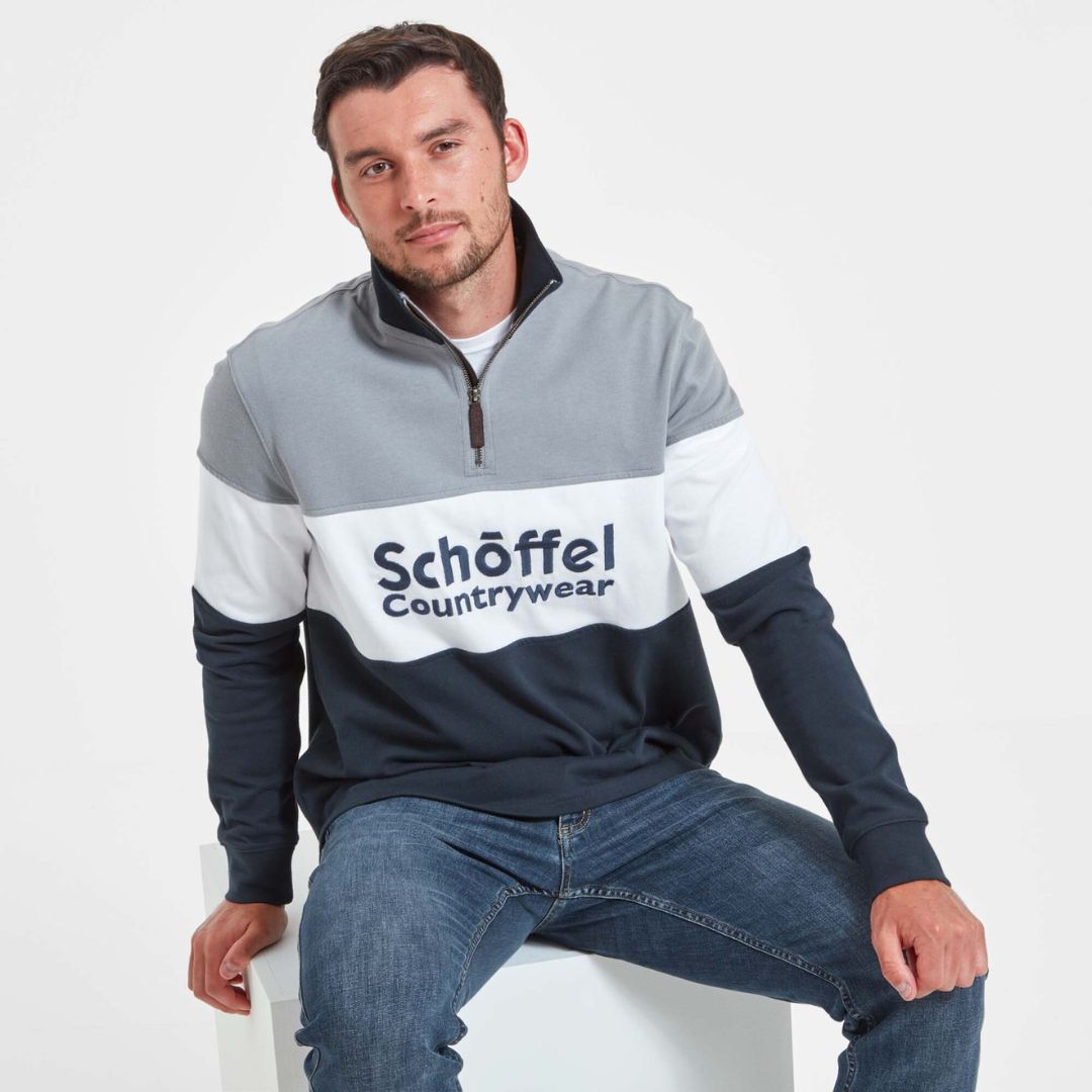 Schoffel Unisex Exeter Heritage 1/4 Zip Shirt in Grey