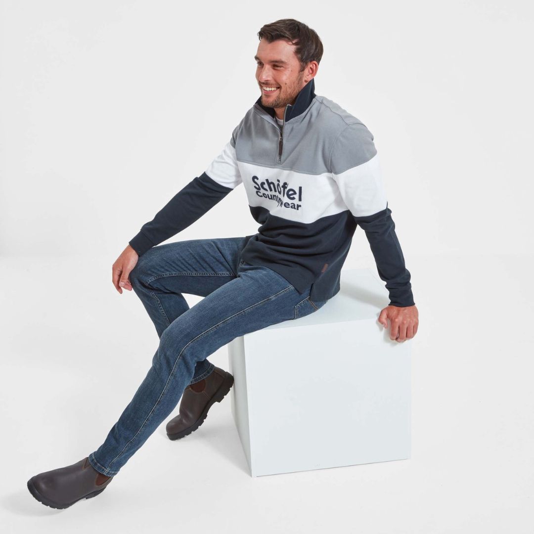 Schoffel Unisex Exeter Heritage 1/4 Zip Shirt in Grey