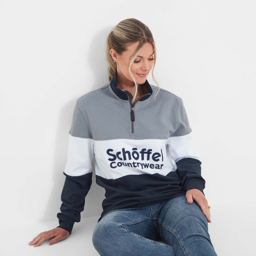 Schoffel Unisex Exeter Heritage 1/4 Zip Shirt in Grey