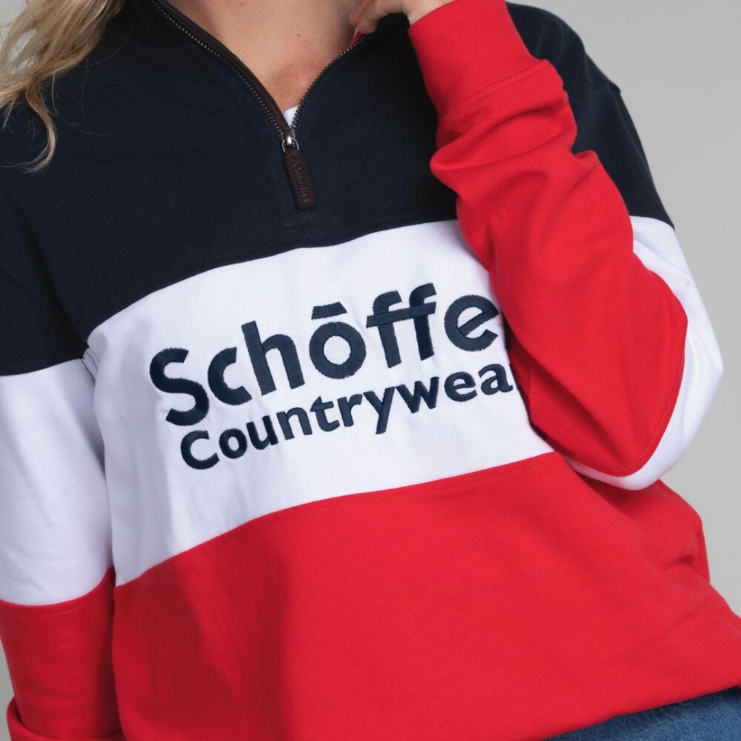 Schoffel Unisex Exeter Heritage 1/4 Zip Shirt in Red