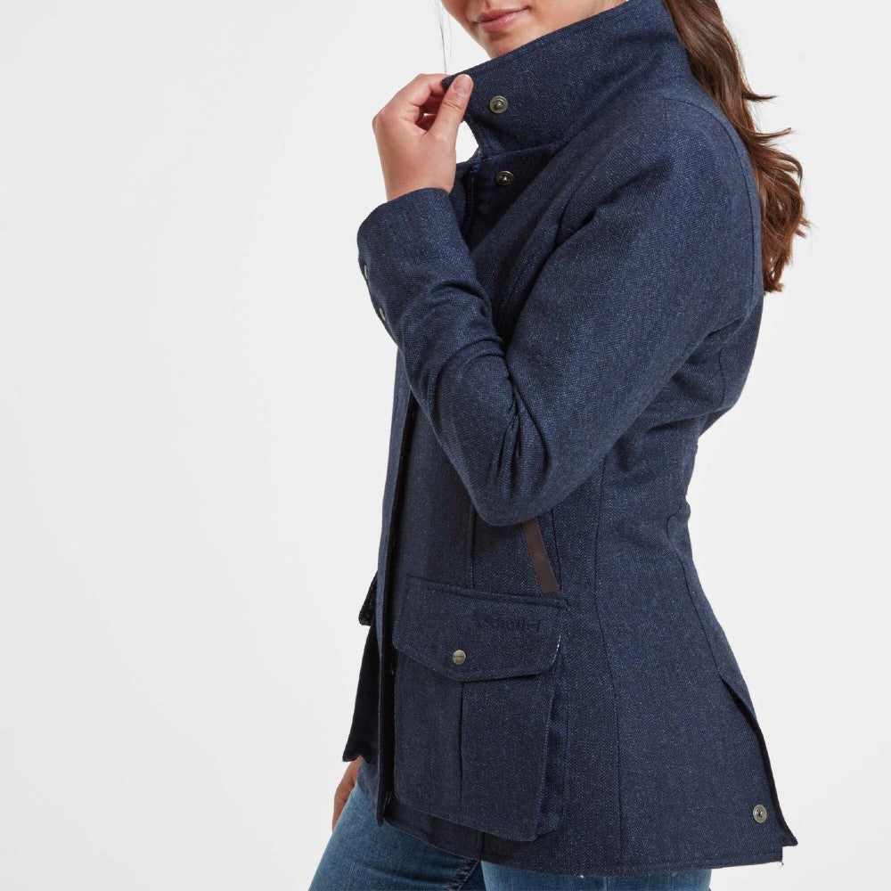 Schoffel Women's Lilymere Tweed Jacket in Navy Herringbone Tweed