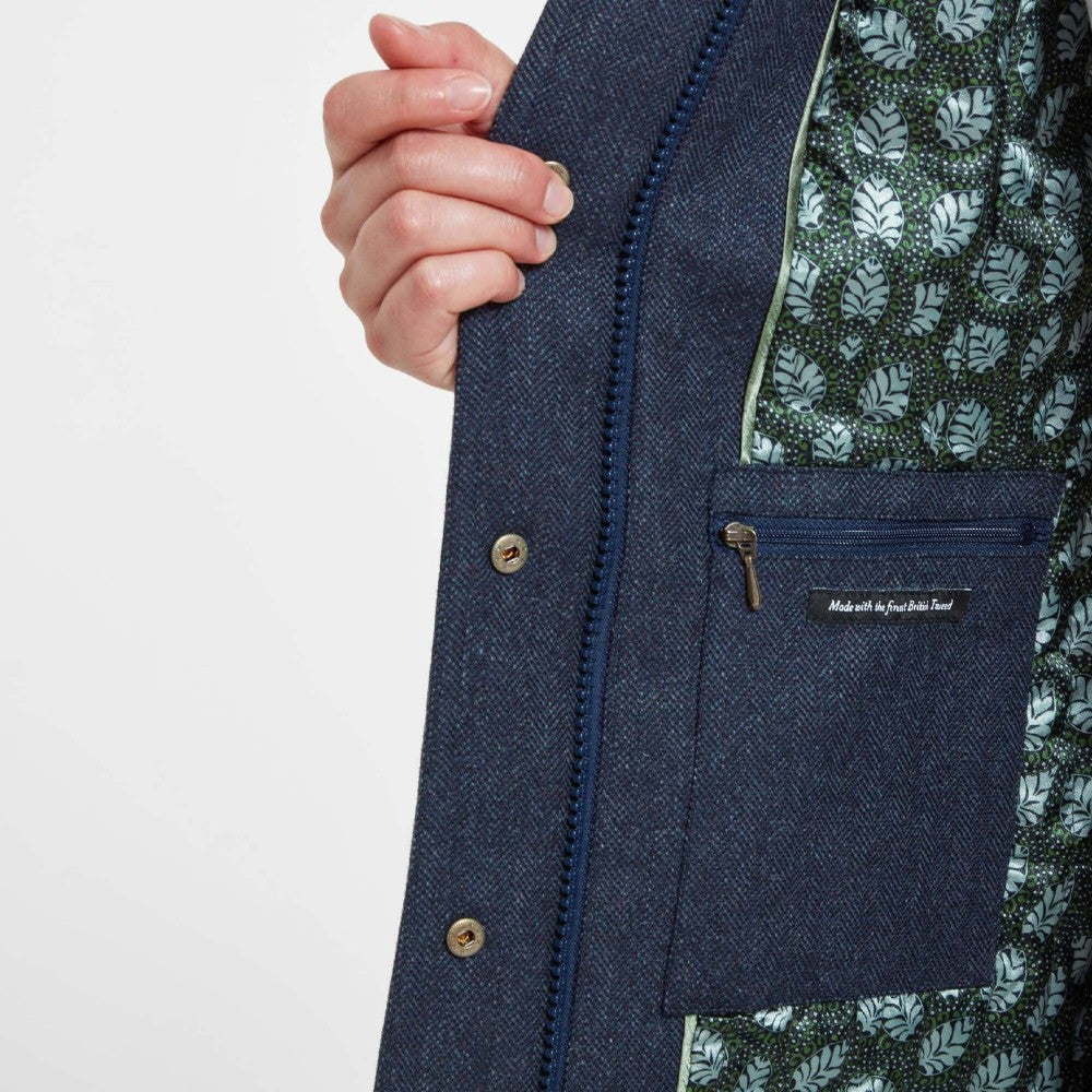 Schoffel Women's Lilymere Tweed Jacket in Navy Herringbone Tweed