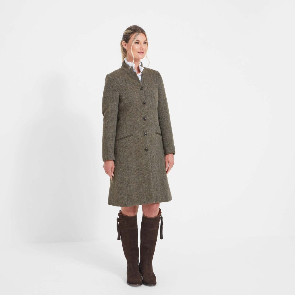 Schoffel Women's Portree Herringbone Tweed Jacket in Loden Green
