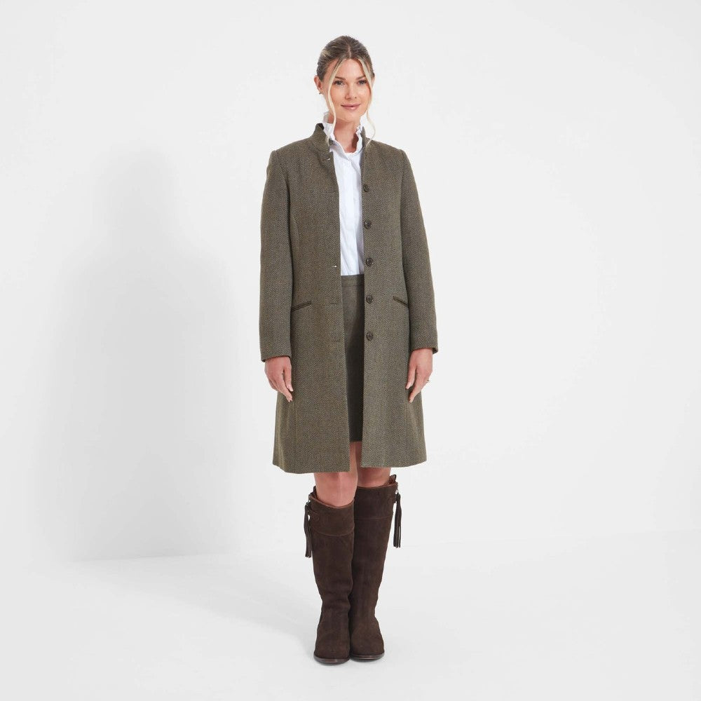 Schoffel Women's Portree Herringbone Tweed Jacket in Loden Green