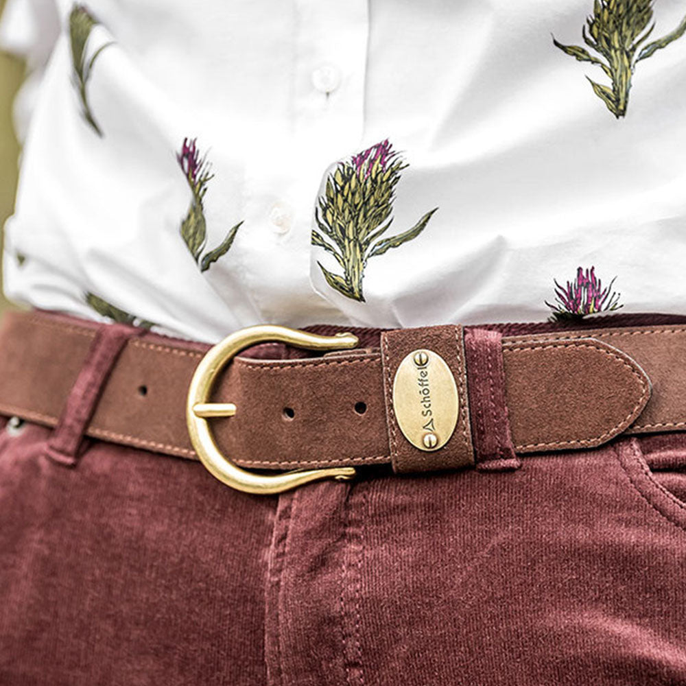 Schoffel Women's Suede Belt in Dark Brown