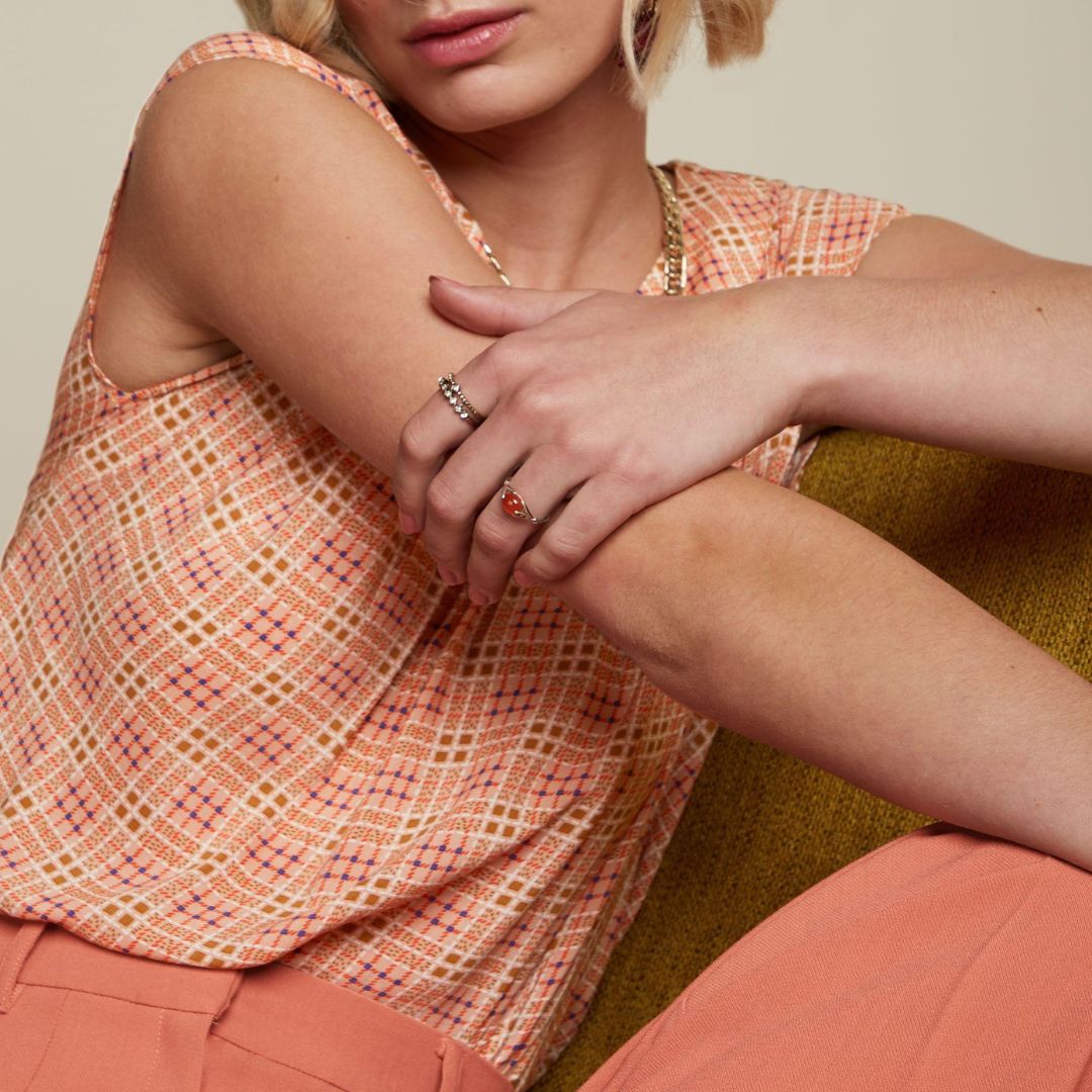 King Louie Women's Shirley Top Sapeuse Check in Creampuff