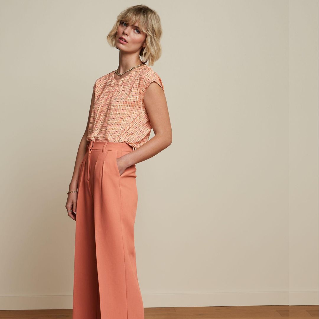 King Louie Women's Shirley Top Sapeuse Check in Creampuff