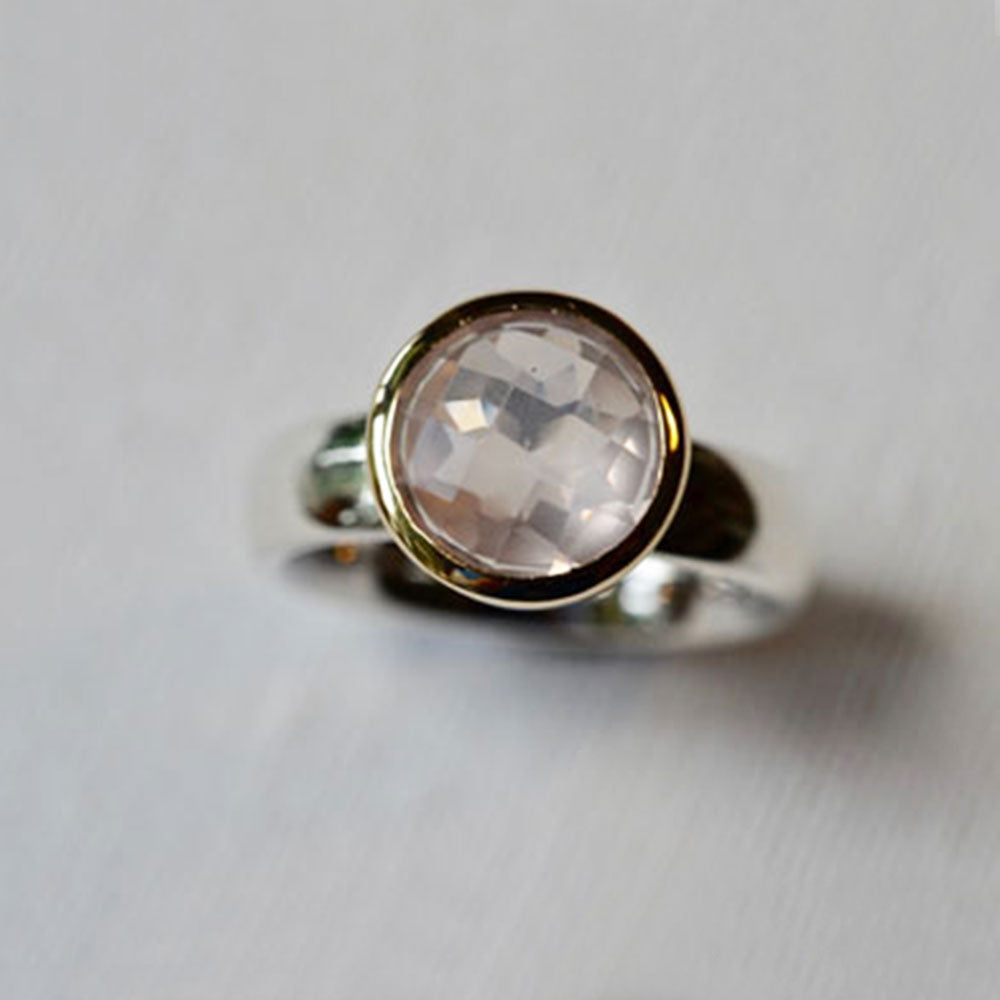 Spirit Faceted Rose-Quartz Ring in Gold Setting