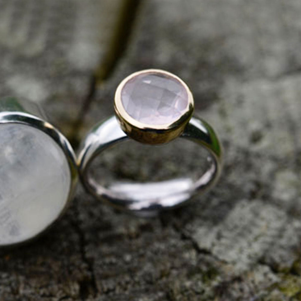 Spirit Faceted Rose-Quartz Ring in Gold Setting