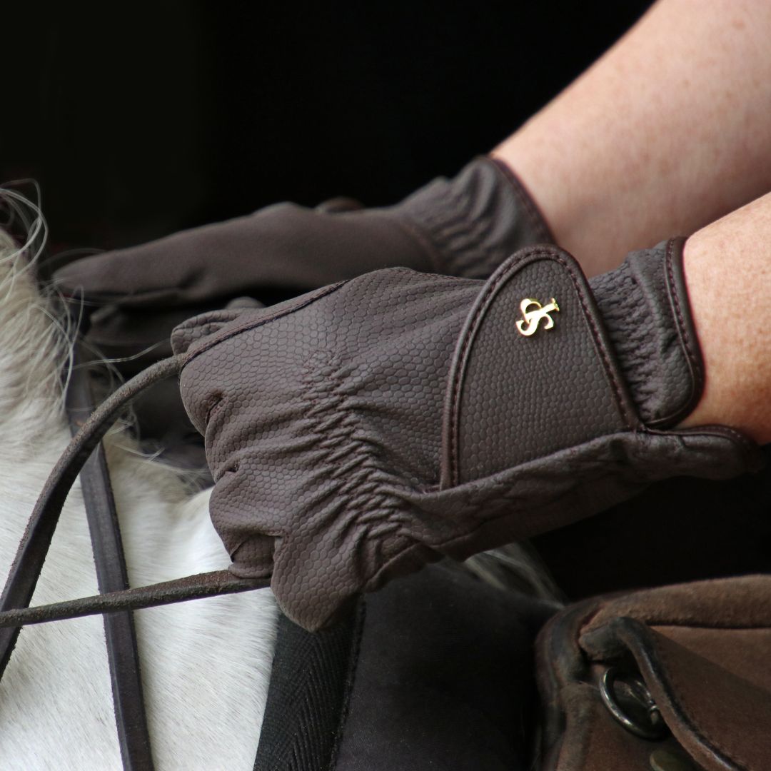 Supreme Products Kids Pro Performance Show Ring Riding Gloves in Brown