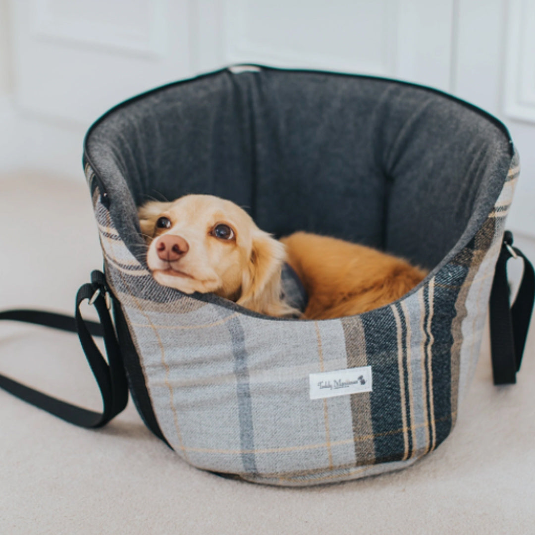 Teddy Maximus Belgravia Adjustable Dog Carrier in Black/Mustard Plaid